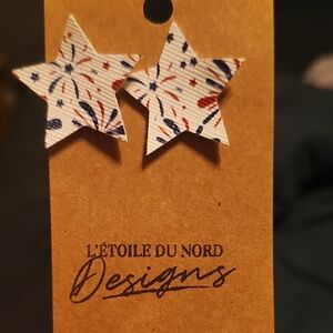 Star Earrings - Red and Blue